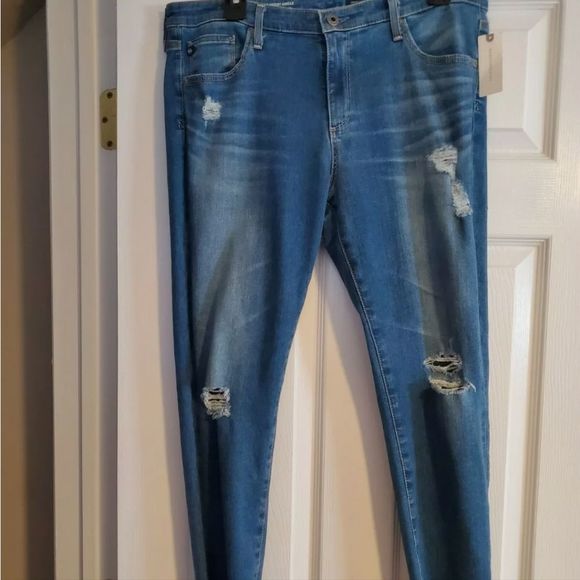 Anthropologie Middi Ankle Distressed Jeans Size 32R - Picture 1 of 7
